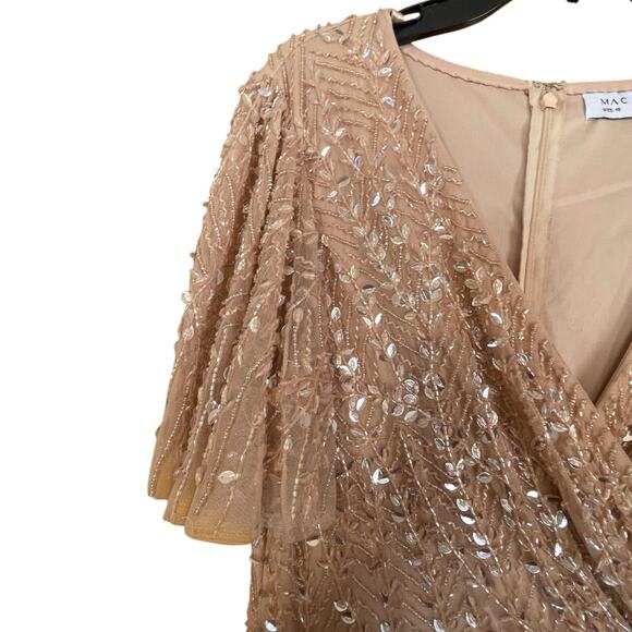 Mac Duggal NEW Size 10 Style 35109 Pink Embellished Flutter Sleeve Gown NWT - Picture 7 of 11